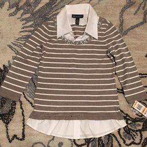 INC knit striped top size s